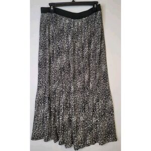 NWOT Adrianna Papell Floral Print Pleated Skirt Midi Gray Size XL